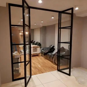 Aluminum Swing Doors Interior Glass French Double Casement Doors Thermal Insulated for Villas