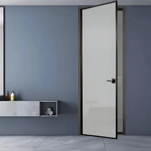 Aluminum Tempered Glass Bathroom Toilet Flush Swing Door