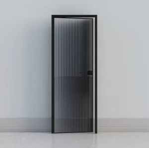 Aluminum Tempered Glass Casement Door Narrow Frame for Entry Bathroom Bedroom Interior Use