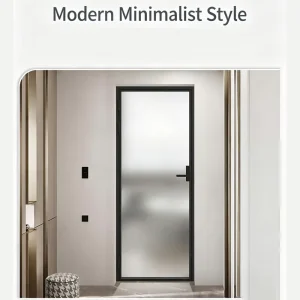 Aluminum Tempered Glass Flat Bathroom Door