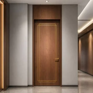 Aluminum Wood Composite Door with Low-E Glass 35dB Sound Insulation UL Listed WH Certified for Apartment Office Commercial