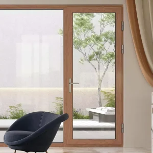 Aluminum-Wood Glass French Swing Door, Soundproof and Insulated, for Homes