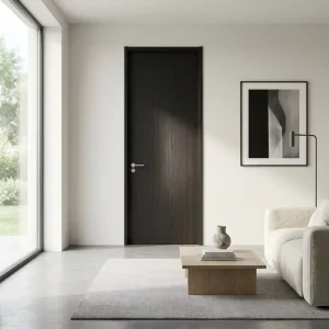 Aluminum Wood Interior Door TH50 Aluminum Alloy Frame Graphene Filled 50mm Door Leaf Waterproof