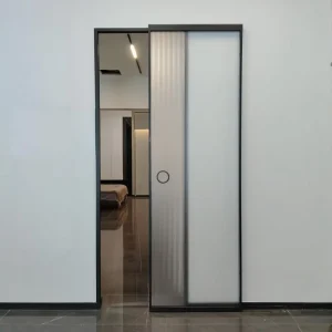 Aluminum and Glass Bathroom Interior Sliding Door with Soft Closing and Hidden Track