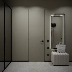 Aluminum and Wooden Frameless Swing Hidden Door for House