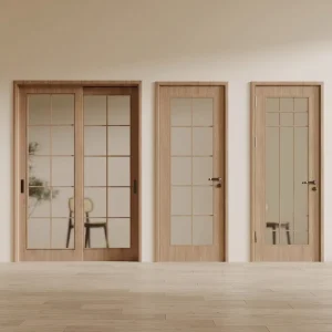 American Design Lacquer Kitchen Door Modern Composite Wood Waterproof Veneer Glass Door for Bathrooms and Hotels