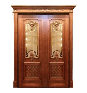 American Hand-Carved Solid Wood Double Entrance Door QD-200-03