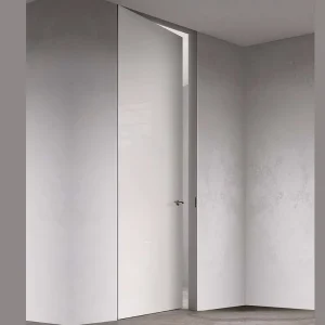 American Modern Flush Concealed Solid Wood Invisible Door, White Painted Frameless Interior Bedroom Door