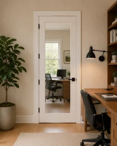American Modern Sliding Glass Door Solid Core Wood 1 Lite Commercial Interior Pantry Door with Glass