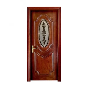 American Panel Single-Leaf Vintage Solid Wood Main Entrance Door with Oval Glass Inserts
