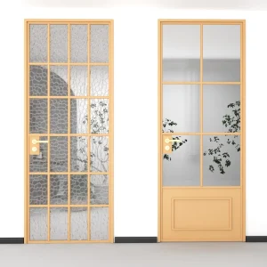 American Retro Swing Door, Customizable Style, Aluminum Alloy and Tempered Glass