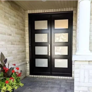 American Style Aluminum Exterior Door Double Tempered Glass Residential Entry House Swing Casement Door