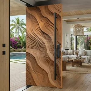 American-Style Black Walnut Wood-Grain Solid Wood Pivot Front Door