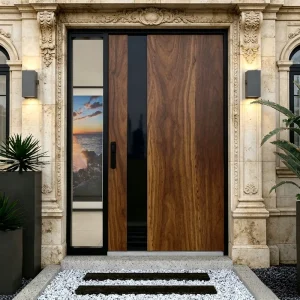 American Style Contemporary Solid Wood Entry Front Pivot Door for House Exterior