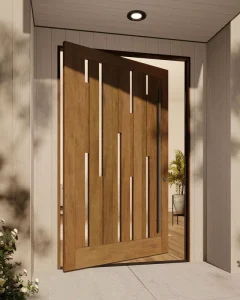 American Style Contemporary Solid Wood Smart Front Entry Door for Houses