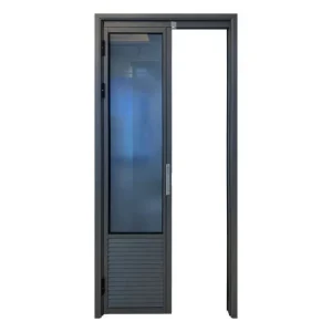 American-Style Small Apartment Bathroom Toilet Shutter Interior Tempered Frosted Glass Slide and Swing PT Door