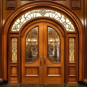 American-Style Solid Mahogany Double Front Entry Door
