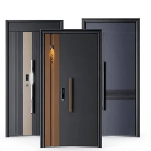 American Style Steel Security Front Door with Stainless Steel and Biometric Entry