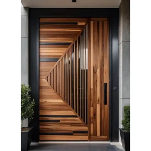American Style Walnut Oak Solid Wood Pivot Security Door for Houses