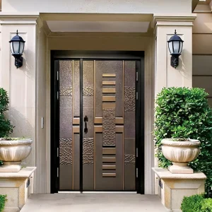 American Victorian Cast Aluminum Exterior Security Door with Finished Surface and Manual Opening for Apartment and Villa