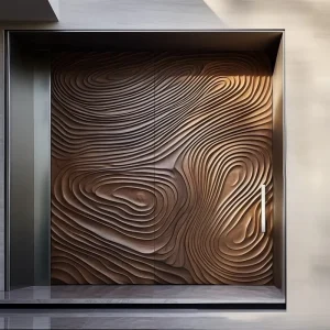 American Walnut Solid Wood Exterior Pivot Door with Smart Lock