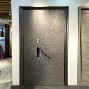 Anti-Burst Anti-Pry Cast Aluminum Entry Security Door, Swing Panel, Multi-Point Locking, Thickened Aluminum Panel for Apartments