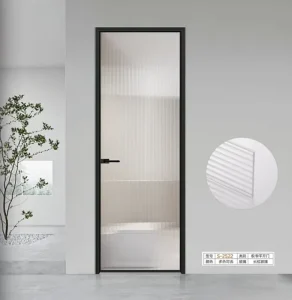 Anti-Corrosion Aluminum Alloy Bathroom Swing Door with Tempered Glass for Wet Areas and Toilets