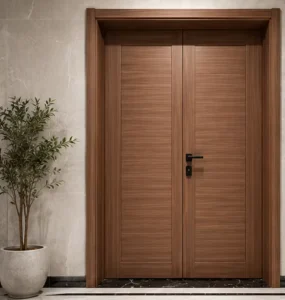 Anti Moisture Symmetric Double Swing WPC Door Durable Equal Size Panels Wear Resistant Customizable Interior Door for House ISO