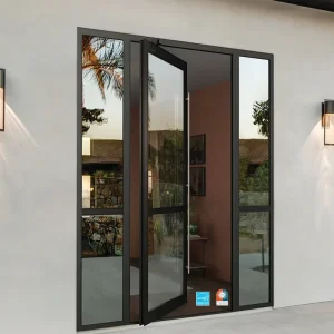 Anti-Theft NFRC Glass Pivot Door with Aluminum Alloy Frame for Commercial Entrances