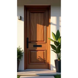 Anti-Theft Solid Wood Entrance Door with 3-Point Locking