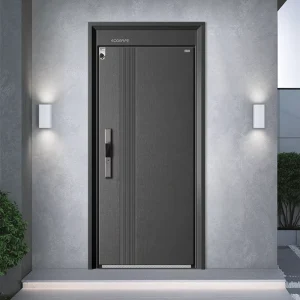 Anti-Theft Steel Door with Smart Lock Modern Design Exterior Entry Door Sound Insulation Bulletproof Eco-Friendly Door for Hotels and Villas