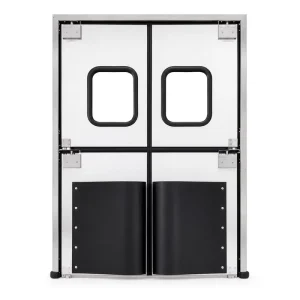 Anti-corrosion SUS304 Stainless Steel Impact Door Double Swing Traffic Door for Supermarket