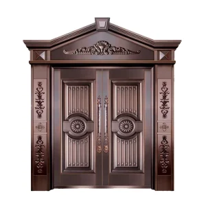 Antique Gold Brass Door with Decorative Top Triangle and Imitated Copper Finish