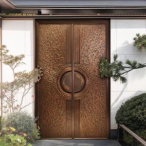Customized Contemporary Copper Exterior Front Door Security Metal Swing Door for Villa Entry