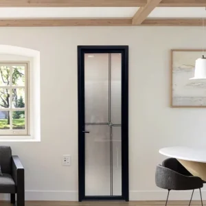 Apartment Bedroom Door Design Black Aluminum Frame Door Frosted Glass Waterproof Interior Door