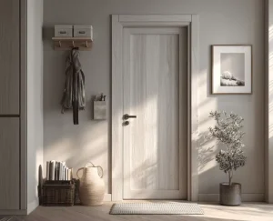 Apartment Building MDF Door with Five-Coat Baking Paint, Natural Oak Base, Farmhouse Design