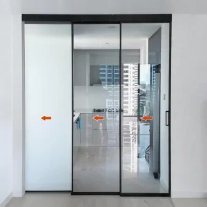 Apartment Living Room Aluminum Soft-Closing Glass Sliding Door for Interior Kitchen Use