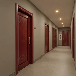 Apartment Office Room Use Waterproof Panel Wooden Composite MDF WPC Modern Wooden Fire Door for House