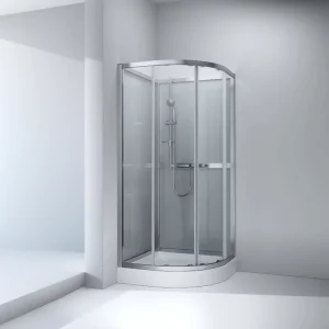 Arc Shape Bathroom Glass Shower Door Aluminum Double Sliding Shower Cabin