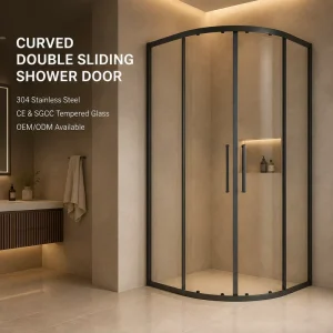 Arc-Shaped Double Sliding Shower Door with Tempered Glass and Stainless Steel 8mm Frame