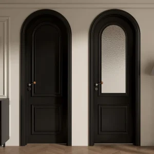Arch Waterproof Solid Wood Interior Single Door for Bedroom, Living Room, Dressing Room, or Bathroom