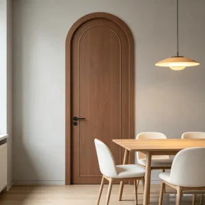 Arched Mid-Century Vintage Solid Wood Composite Soundproof Lacquered Interior Door for Bedroom and Study