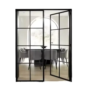Arched Top French Double Door Factory Double Opening Grid Divided Glass Custom Size Home Entry Patio Interior