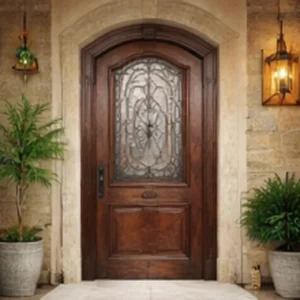 Arched Top Solid Wood Entry Door for Villa