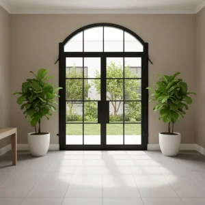 Arched-Top Wrought Iron Door with Insulated, Smart, or Impact Glass