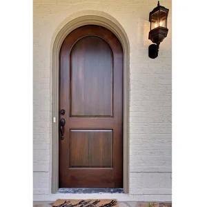 Arched Wood and Glass Waterproof Exterior Door with Round Top for Apartment and House