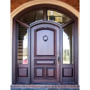 Arched Wooden Entry Door with Half-Moon Top