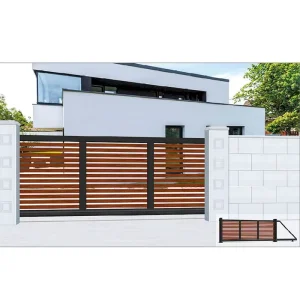 Architectural Aluminum Alloy Cantilever Gate with Textured Powder Coating Trackless Sliding System