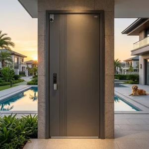 Armored Aluminum Security Door for Villas and Apartments, 40 dB Soundproof, Fireproof, Bulletproof
