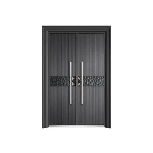Armored Front Door Charcoal Gray Fire Rated Steel Core Villa House Hotel Apartment Entry Exterior Gate Custom